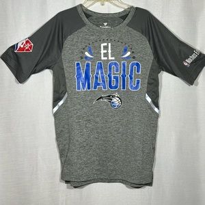 Fanatics Heather Gray Orlando Magic 2022 Noches Ene-Be-A Core Shooting Raglan T